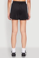 Womens Varsity Stripe Contrast Trim Shorts, Black, Size XL