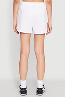 Womens Varsity Stripe Contrast Trim Shorts, White,