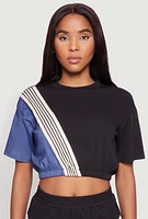 Womens Color Block Stripe Detail Crop Top, Multi,