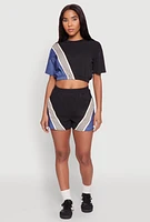Womens Color Block Stripe Detail Crop Top, Multi,
