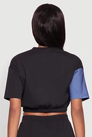 Womens Color Block Stripe Detail Crop Top, Multi,