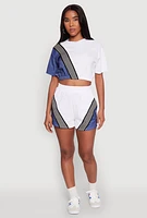 Womens Color Block Stripe Detail Crop Top, Multi,
