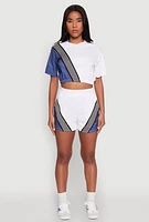 Womens Color Block Stripe Detail Crop Top, Multi,