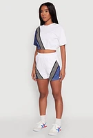 Womens Color Block Stripe Detail Crop Top, Multi,