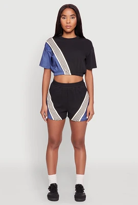 Womens Color Block Stripe Detail Shorts, Multi,