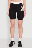 Womens O Ring Flower Cut Out Biker Shorts,