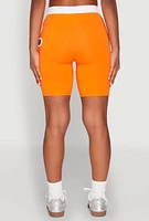 Womens O Ring Flower Cut Out Biker Shorts, Orange, Size M