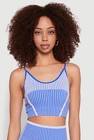 Womens Seamless Color Block Striped Cropped Cami, S-M