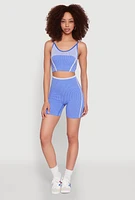 Womens Seamless Color Block Striped Cropped Cami, S-M