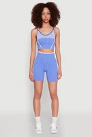 Womens Seamless Color Block Striped Cropped Cami, S-M