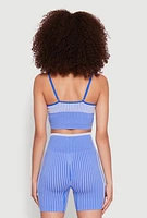 Womens Seamless Color Block Striped Cropped Cami, S-M