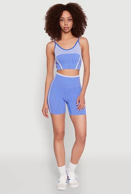 Womens Seamless Striped Biker Shorts, L-XL