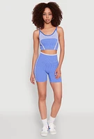 Womens Seamless Striped Biker Shorts, L-XL