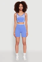 Womens Seamless Striped Biker Shorts, L-XL