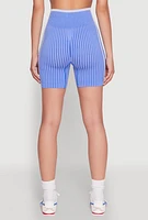 Womens Seamless Striped Biker Shorts, L-XL