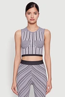 Womens Seamless Patterned Cropped Tank Top, Multi, Size S-M