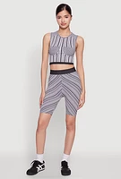 Womens Seamless Patterned Cropped Tank Top, Multi, Size S-M
