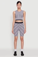 Womens Seamless Patterned Cropped Tank Top, Multi, Size S-M