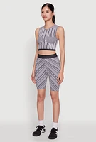 Womens Seamless Patterned Cropped Tank Top, Multi, Size S-M