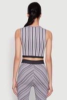 Womens Seamless Patterned Cropped Tank Top, Multi, Size S-M