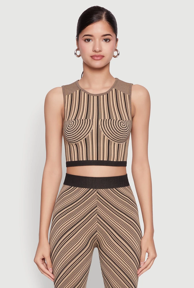 Womens Seamless Patterned Cropped Tank Top,