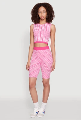 Womens Seamless Patterned Biker Shorts, Pink, Size S-M