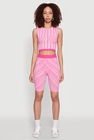 Womens Seamless Patterned Biker Shorts, Pink, Size S-M