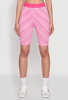 Womens Seamless Patterned Biker Shorts, Pink, Size S-M