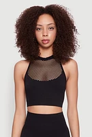 Womens Seamless Laser Cut Caged Back Crop Top, L-XL