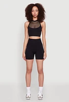 Womens Seamless Laser Cut Caged Back Crop Top, L-XL