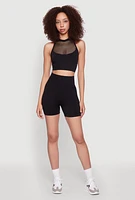 Womens Seamless Laser Cut Caged Back Crop Top, L-XL