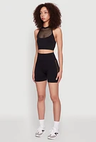 Womens Seamless Laser Cut Caged Back Crop Top, L-XL