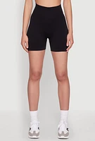 Womens Seamless High Waisted Bike Shorts with Laser Cut,