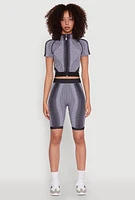 Womens Seamless Geometric Patterned Biker Shorts, Multi, Size S-M
