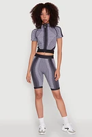 Womens Seamless Geometric Patterned Biker Shorts, Multi, Size S-M