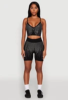 Womens Seamless Rhinestone Ribbed Crop Top,