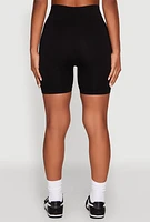 Womens Seamless Rhinestone Ribbed Biker Shorts,