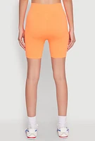 Womens Seamless Rhinestone Ribbed Biker Shorts, Orange, Size M-L