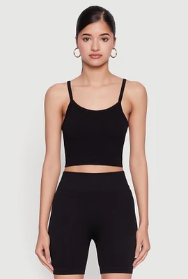 Womens Seamless Cropped Cami, Black, Size S-M