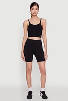 Womens Seamless Cropped Cami, Black, Size S-M