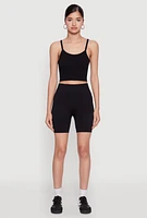 Womens Seamless Cropped Cami, Black, Size S-M