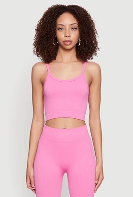 Womens Seamless Cropped Cami, Pink, Size M-L