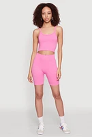 Womens Seamless Cropped Cami, Pink, Size M-L