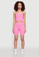 Womens Seamless Cropped Cami, Pink, Size M-L