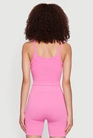Womens Seamless Cropped Cami, Pink, Size M-L