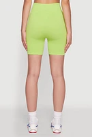 Womens Seamless Wide Waistband Biker Shorts, Green, Size S-M