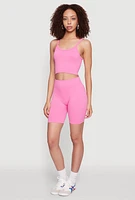 Womens Seamless Wide Waistband Biker Shorts,