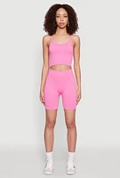 Womens Seamless Wide Waistband Biker Shorts,