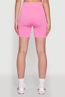 Womens Seamless Wide Waistband Biker Shorts,