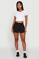 Womens Tiered Active Shorts, Black, Size M